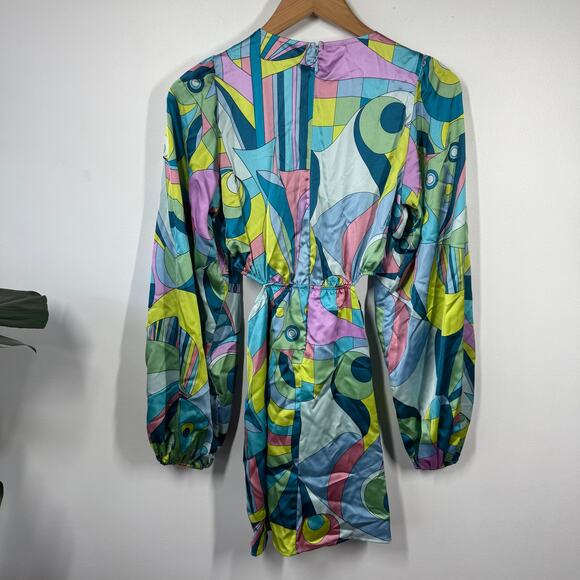 Show Me Your MUMU Dress Women S Blue Green Pink Go Out Go Go Luxe Party 70s - Picture 2 of 9